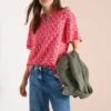 Blouse met korte mouwen en schelpjesprint
