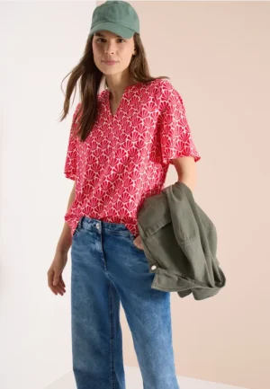 Blouse met korte mouwen en schelpjesprint