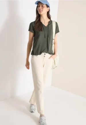 Blouse met korte mouwen en structuurmix