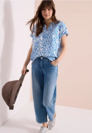 Blouse met korte mouwen in seersucker kwaliteit