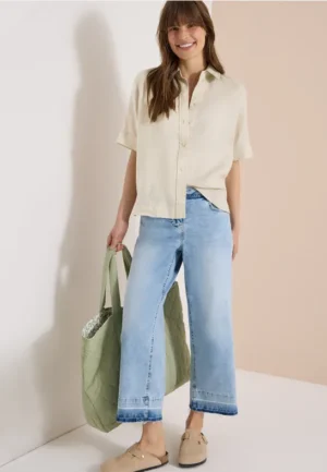 Blouse met korte mouwen van puur linnen