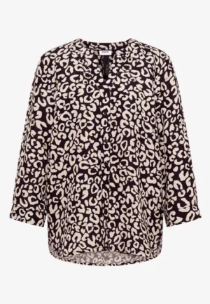Alternative view of Blouse met leopatroon in linnenmix