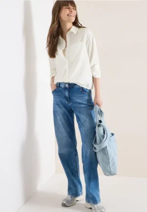 Blouse met overhemdkraag en strepen
