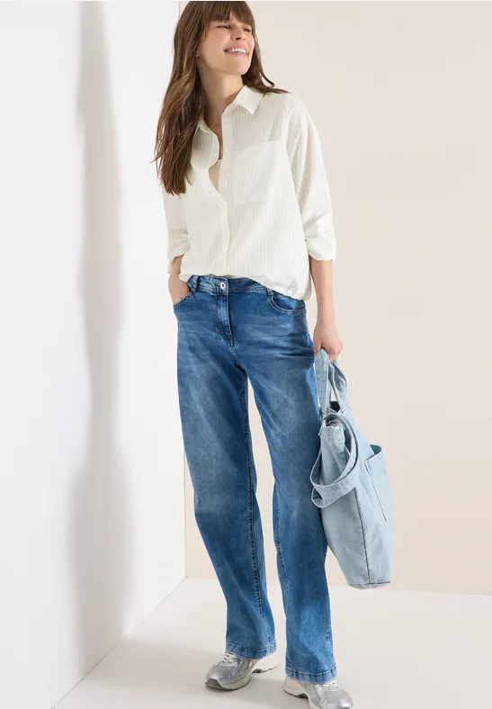 Blouse met overhemdkraag en strepen