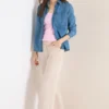 Blouse met overhemdkraag in denimlook