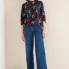 Blouse met print en glitter