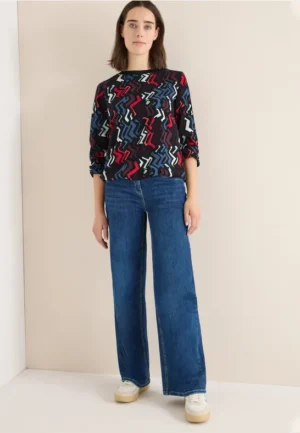 Blouse met print en glitter