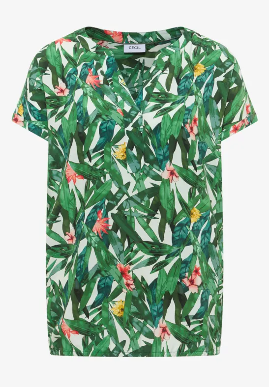Blouseshirt met korte mouwen en gespleten hals - Afbeelding 2