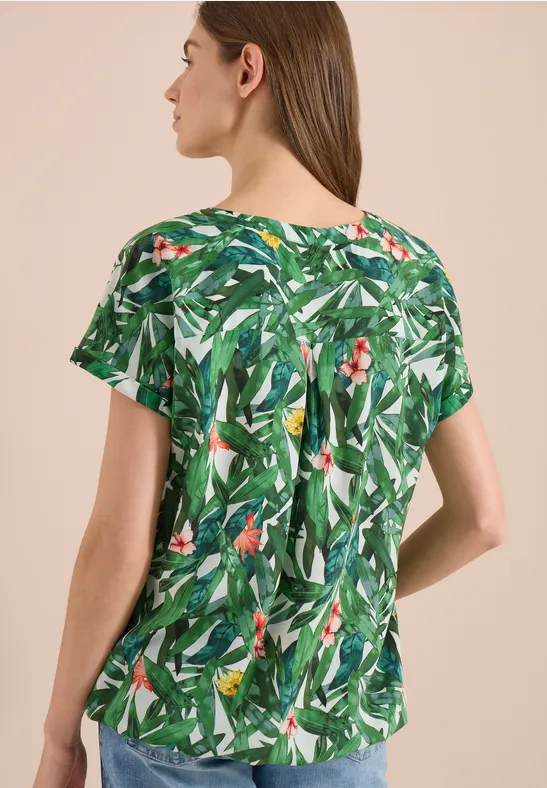Blouseshirt met korte mouwen en gespleten hals - Afbeelding 3