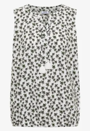 Alternative view of Blousetop met gespleten hals en palmboomprint