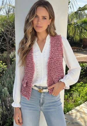 Alternative view of Classic Tweed Gilet Roze