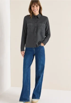 Flanellen blouse met studs
