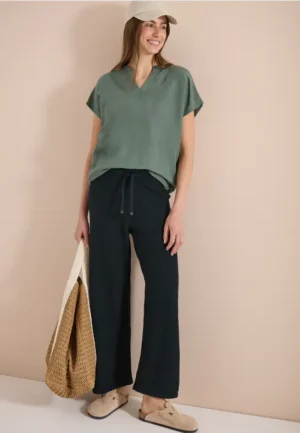 Gebreide broek met wijde pijpen in Loose Fit
