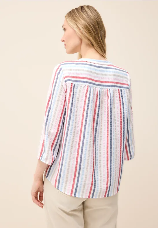 Gestreepte blouse met gespleten hals - Afbeelding 3