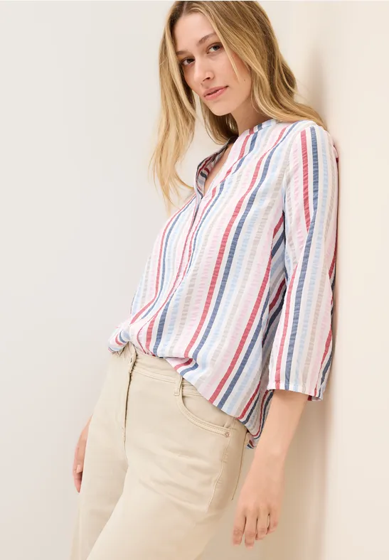 Gestreepte blouse met gespleten hals