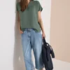 High Waist jeans met Wide Legs en strepen