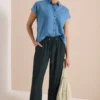 High Waist straight legs broek in Loose Fit