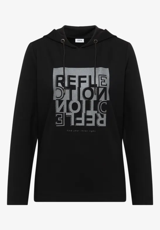 Hoodie shirt met folieprint - Afbeelding 2