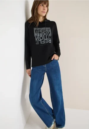 Hoodie shirt met folieprint