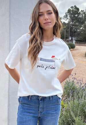 Je Taime T-Shirt Dachshund Ecru