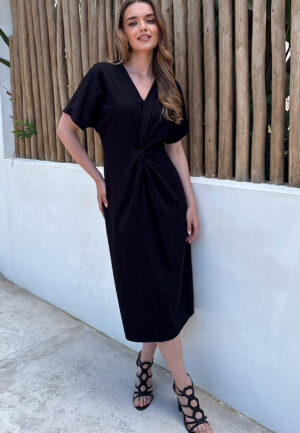 Katoenen Twist Jurk Lilly Zwart
