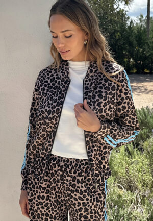 Leopard Bomber Met Bies Baby Blue