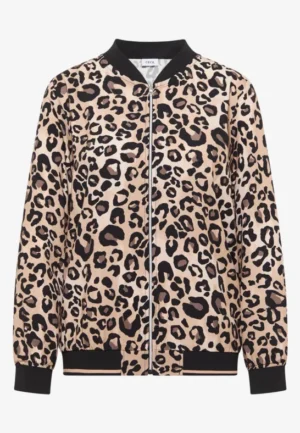 Alternative view of Lichtgewicht blouson met rits en leoprint
