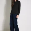 Materiaalmix shirt met lange mouwen