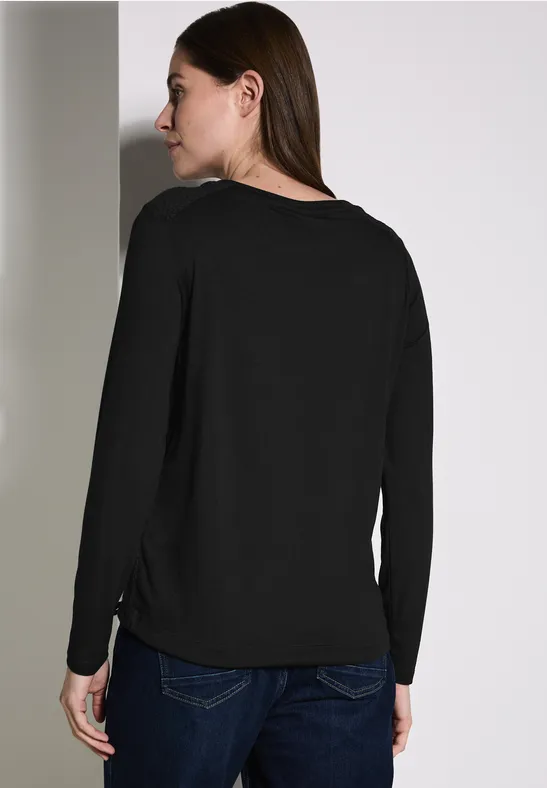 Materiaalmix shirt met lange mouwen - Afbeelding 3