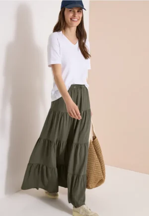 Maxirok met volants en elastische tailleband