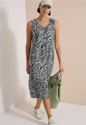Midi-jurk met V-hals en zebraprint