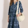 Midi-jurk met patchworkprint