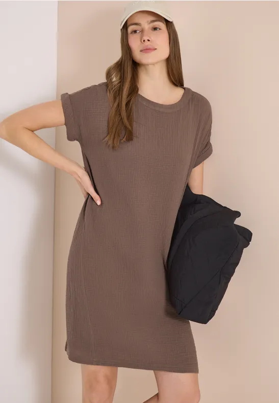 Mousseline jurk met korte mouwen