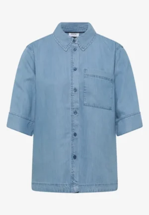 Alternative view of Overhemdblouse met korte mouwen in denimlook