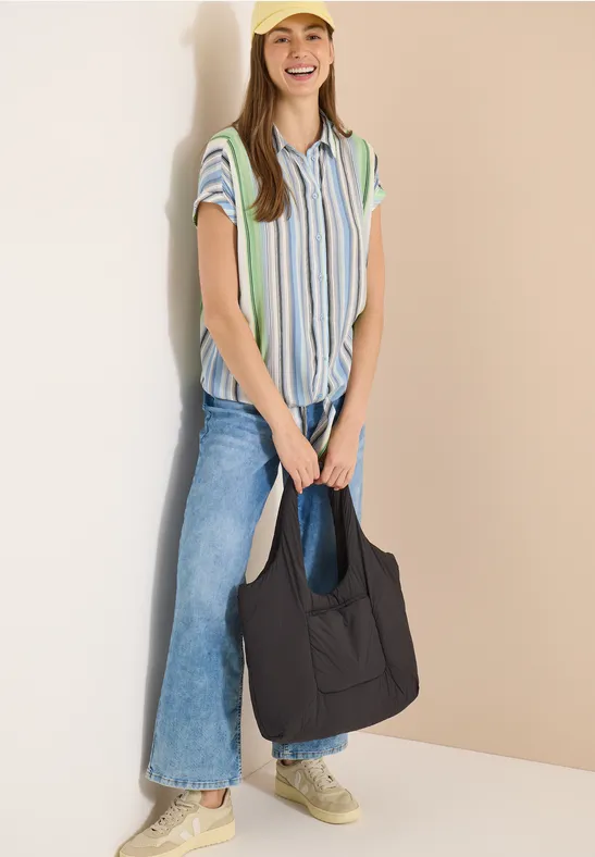 Overhemdblouse met strepen en knopen