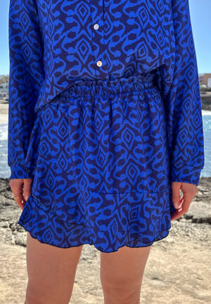 Ruffle Print Skort Kobalt