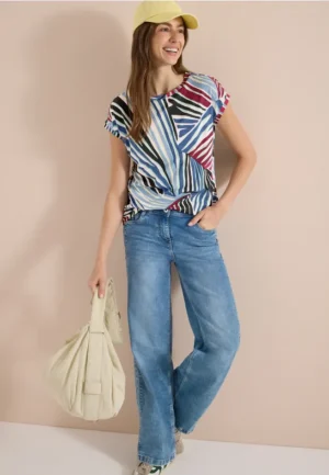 Shirt met boothals en grafische print