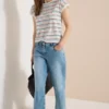 Shirt met boothals en omslagdetail