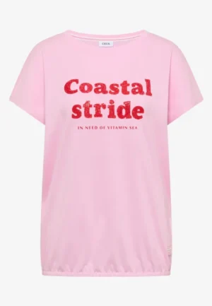 Alternative view of Shirt met boothals en tekstopdruk