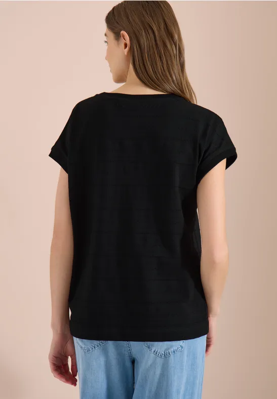 Shirt met boothals en textuur - Afbeelding 3