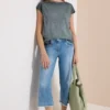 Shirt met boothals in garment-dyed look
