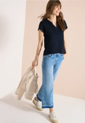 Shirt met gespleten hals in tuniekstijl