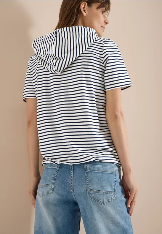 Shirt met korte mouwen, capuchon en glitter - Afbeelding 3