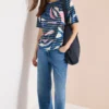 Shirt met korte mouwen en burn-out strepen