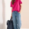 Shirt met korte mouwen en gespleten hals
