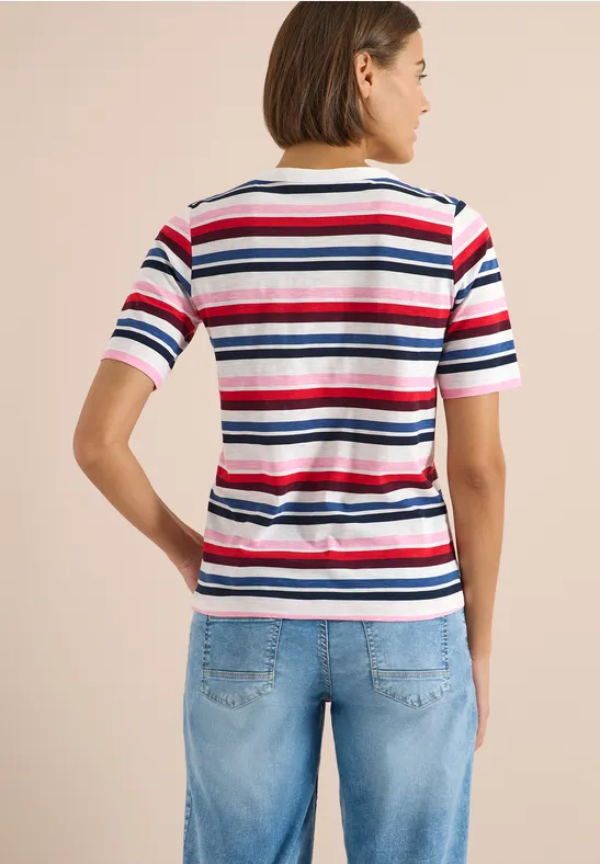 Shirt met korte mouwen en meerkleurige strepen - Afbeelding 3