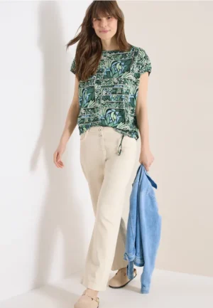 Shirt met korte mouwen en patchworkprint