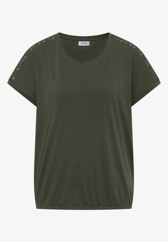 Shirt met overhangende schouders en kanten details - Afbeelding 2