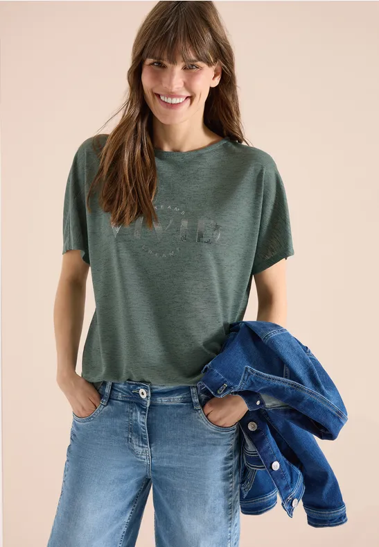 Shirt met overhangende schouders in linnenlook