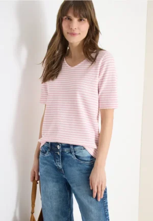 Shirt met ronde V-hals